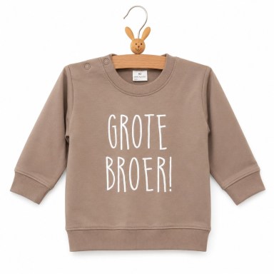 beige, sweater, trui, grote, broer